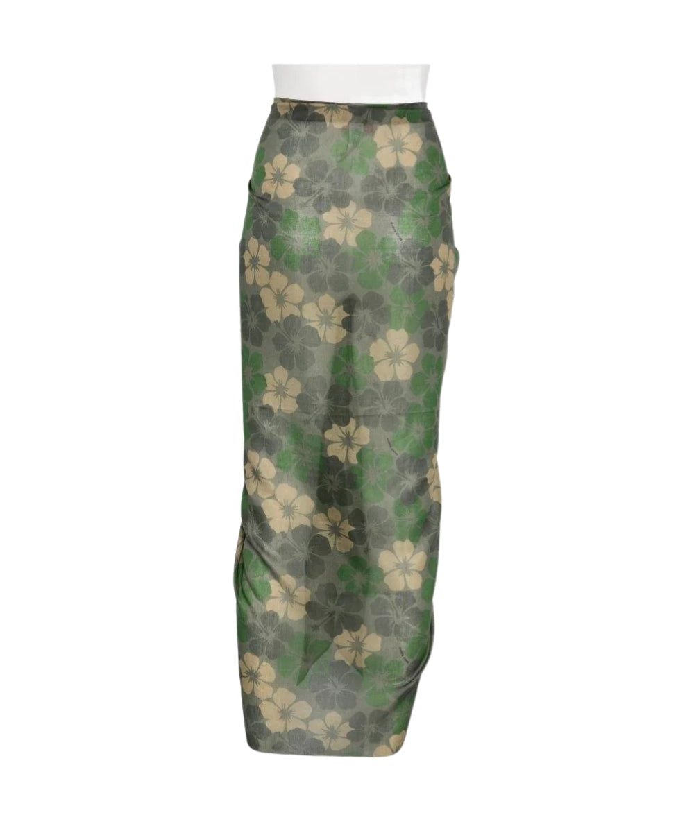 MC2 Saint Barth Pareo in Fantasia Thaiti Silk Voile Hibiscus Camo Verde