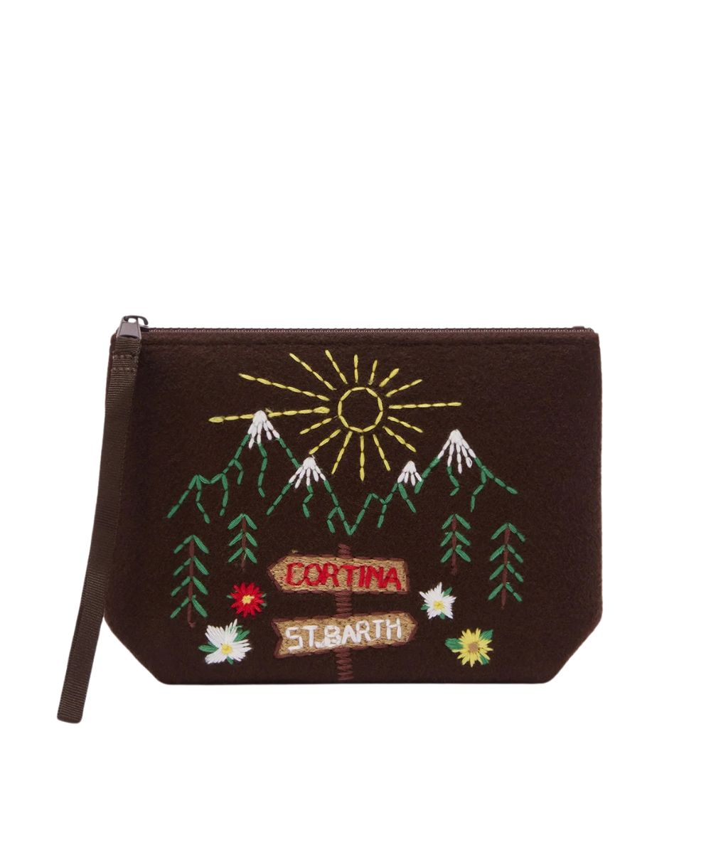 MC2 Saint Barth Pochette Aline Felt Landscape Draw ALI0028 Marrone