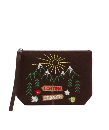 MC2 Saint Barth Pochette Aline Felt Landscape Draw ALI0028 Marrone