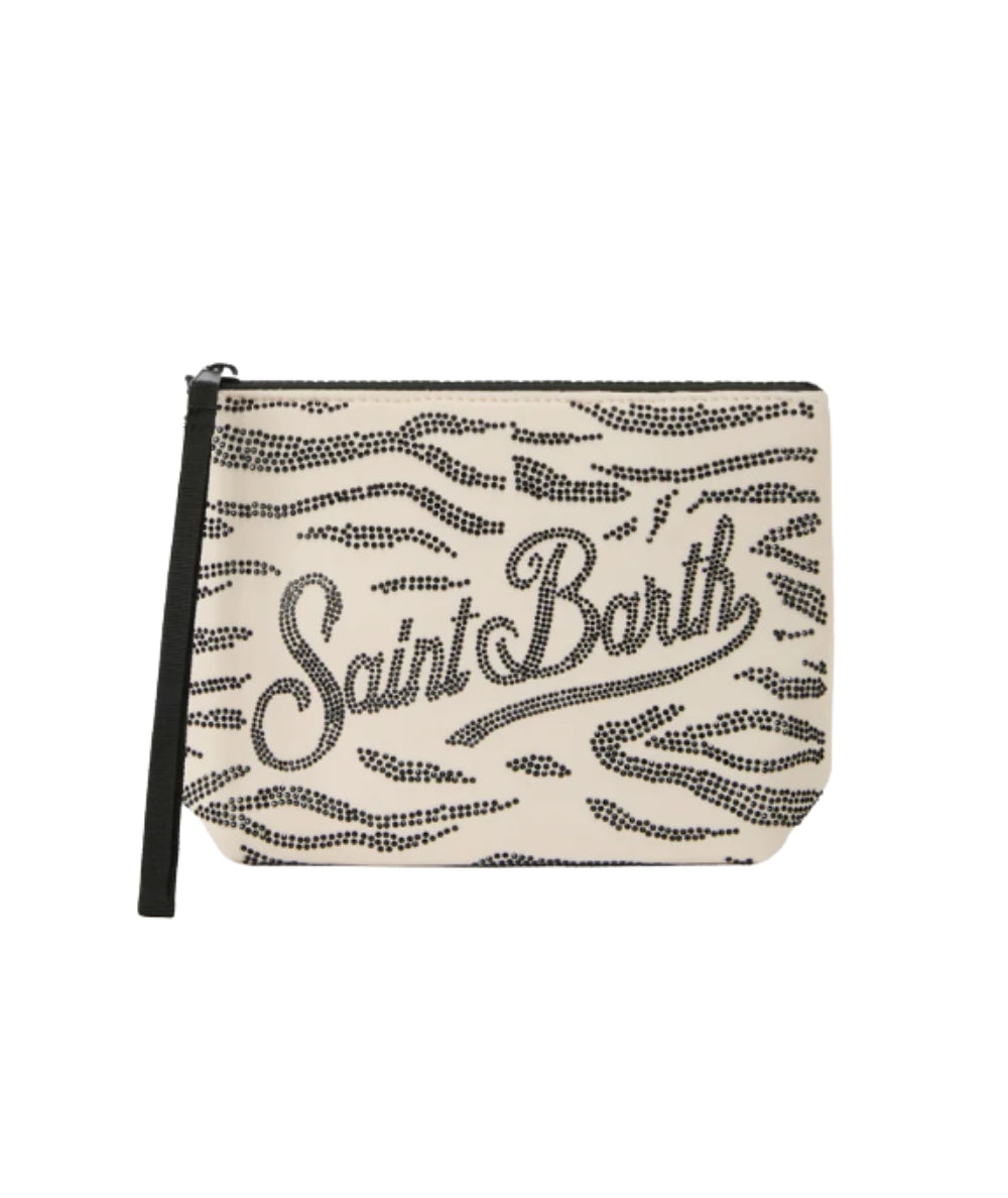MC2 Saint Barth Pochette Zebrata con Strass Aline ALI0032 Nero