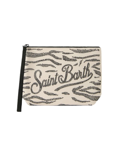 MC2 Saint Barth Pochette Zebrata con Strass Aline ALI0032 Nero