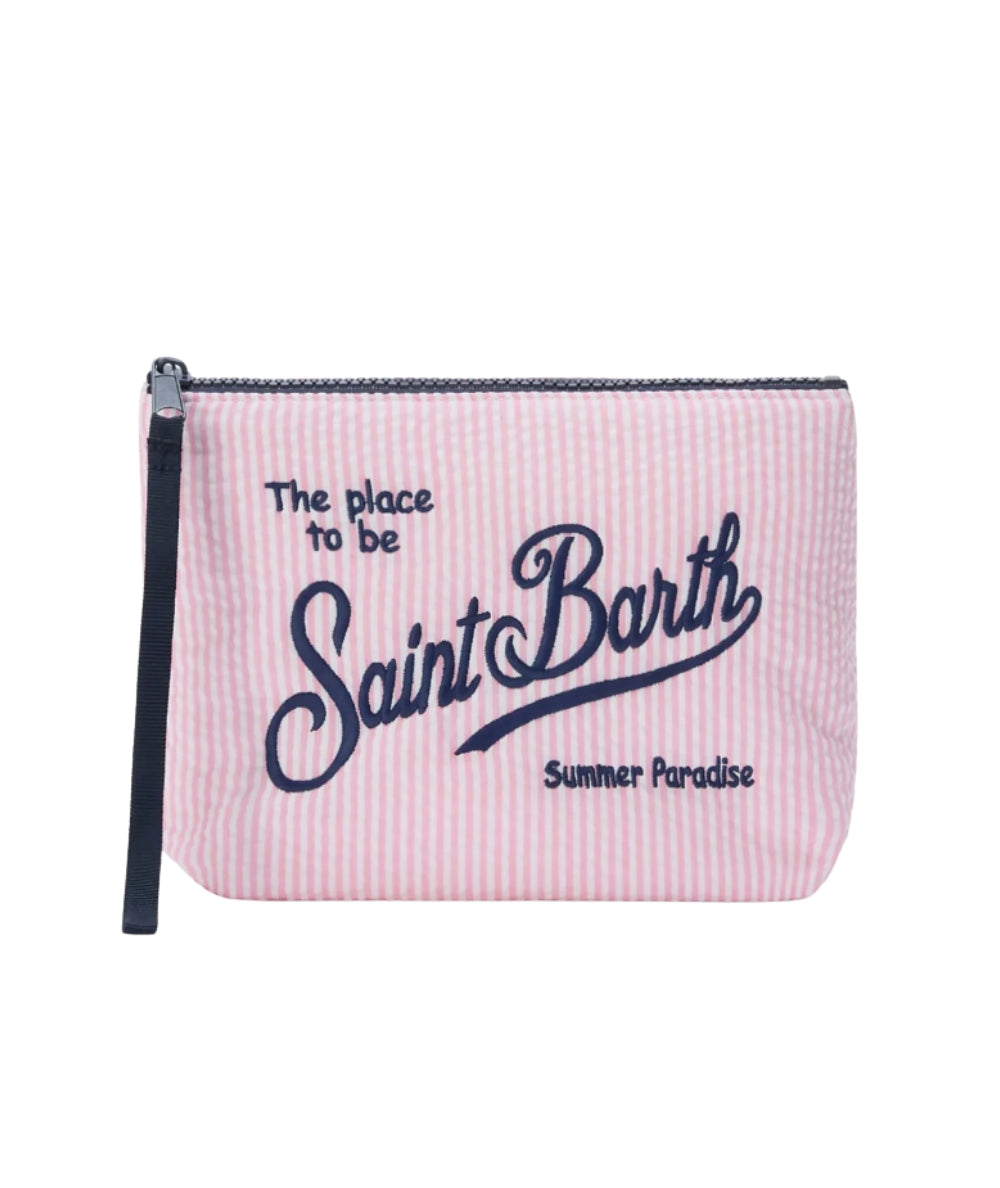 MC2 Saint Barth Pochette a Righe in Seersucker Aline ALI0049 Rosa