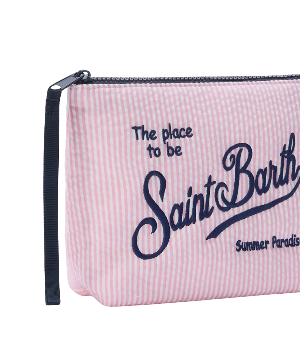 MC2 Saint Barth Pochette a Righe in Seersucker Aline ALI0049 Rosa