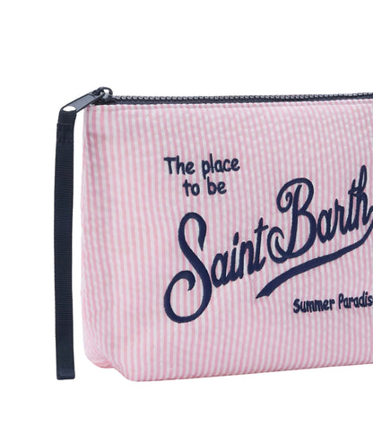 MC2 Saint Barth Pochette a Righe in Seersucker Aline ALI0049 Rosa