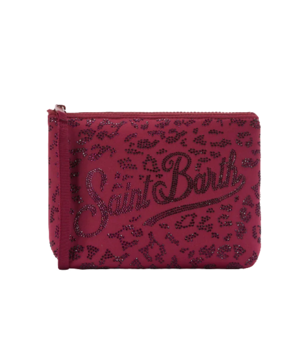 MC2 Saint Barth Pochette con Motivo Animalier in Strass Aline ALI0032 Rosa