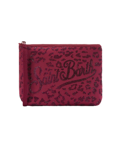 MC2 Saint Barth Pochette con Motivo Animalier in Strass Aline ALI0032 Rosa