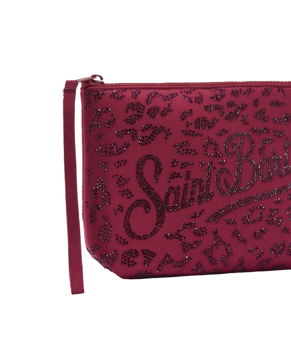 MC2 Saint Barth Pochette con Motivo Animalier in Strass Aline ALI0032 Rosa