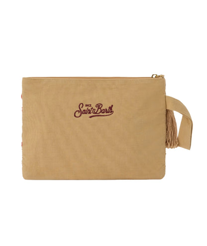 MC2 Saint Barth Pochette in Juta con Ricami Corallo JUTE002 Beige 