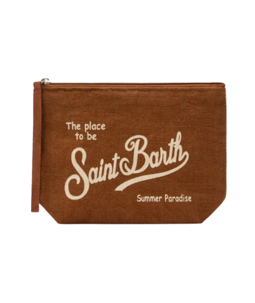 MC2 Saint Barth Pochette in Lino Aline Linen ALI0004 Marrone