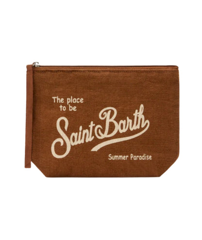 MC2 Saint Barth Pochette in Lino Aline Linen ALI0004 Marrone