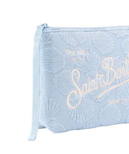 MC2 Saint Barth Pochette in Spugna con Conchiglie Aline Sponge ALI0003 Azzurro