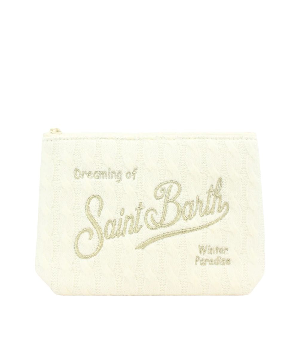 MC2 Saint Barth Pochette in Tessuto Aline Tricot Midi Braid ALI0057 Bianco
