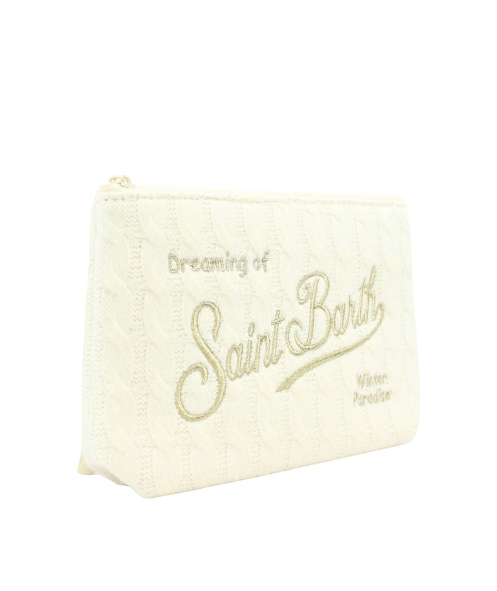 MC2 Saint Barth Pochette in Tessuto Aline Tricot Midi Braid ALI0057 Bianco