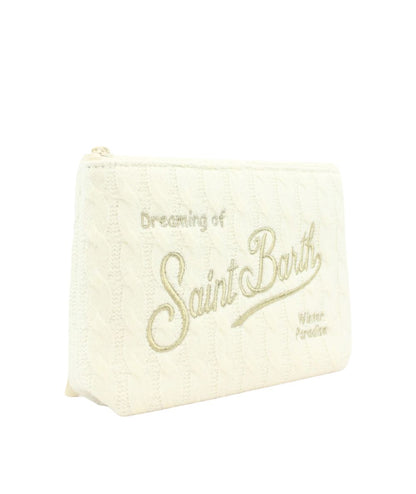 MC2 Saint Barth Pochette in Tessuto Aline Tricot Midi Braid ALI0057 Bianco