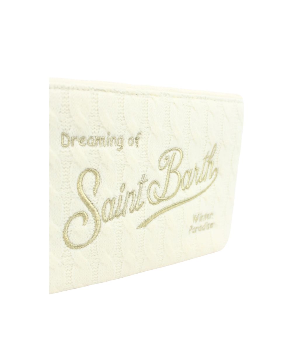 MC2 Saint Barth Pochette in Tessuto Aline Tricot Midi Braid ALI0057 Bianco