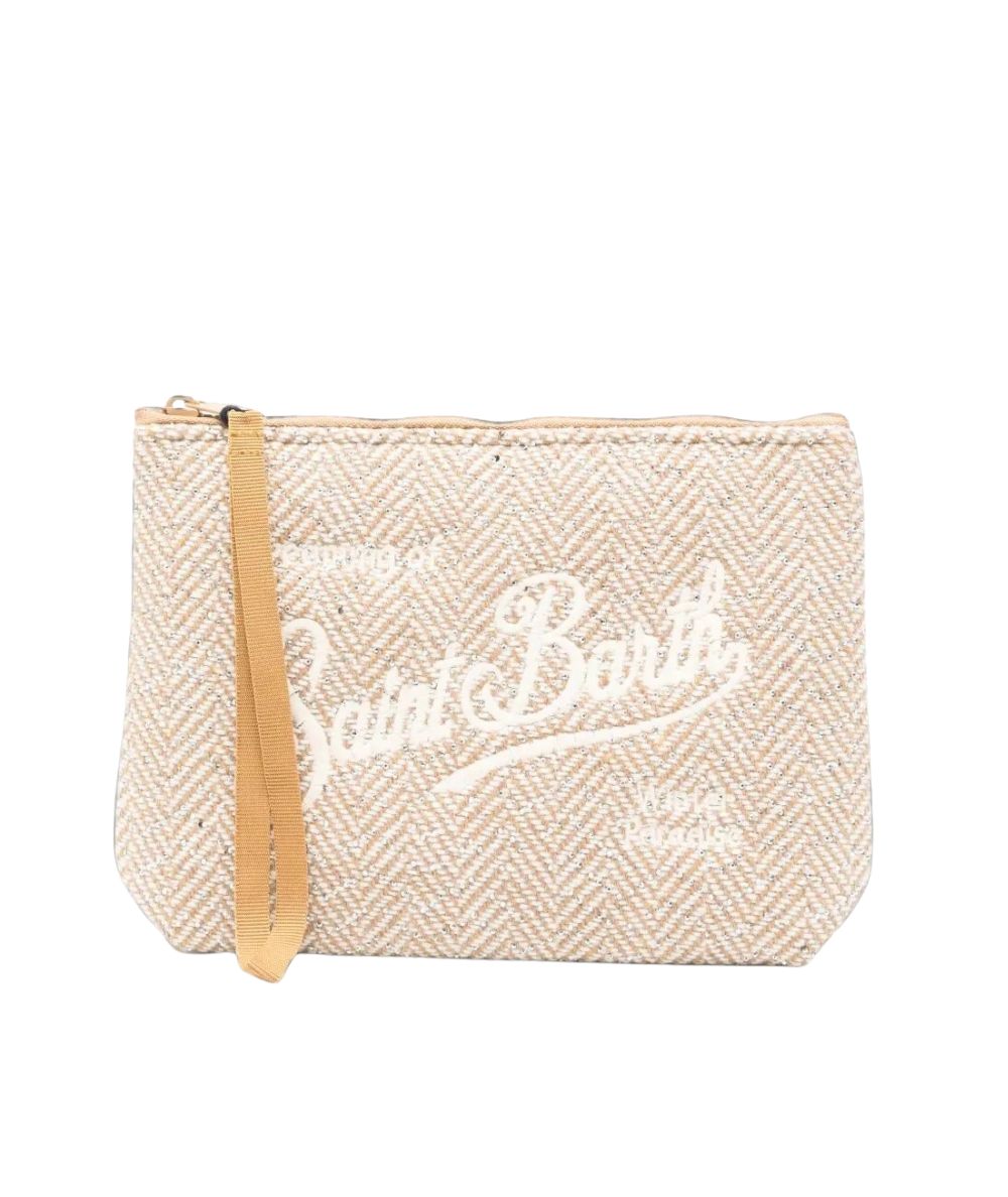 MC2 Saint Barth Pochette in Tessuto Aline Wool Herringbone ALI0022 Marrone 