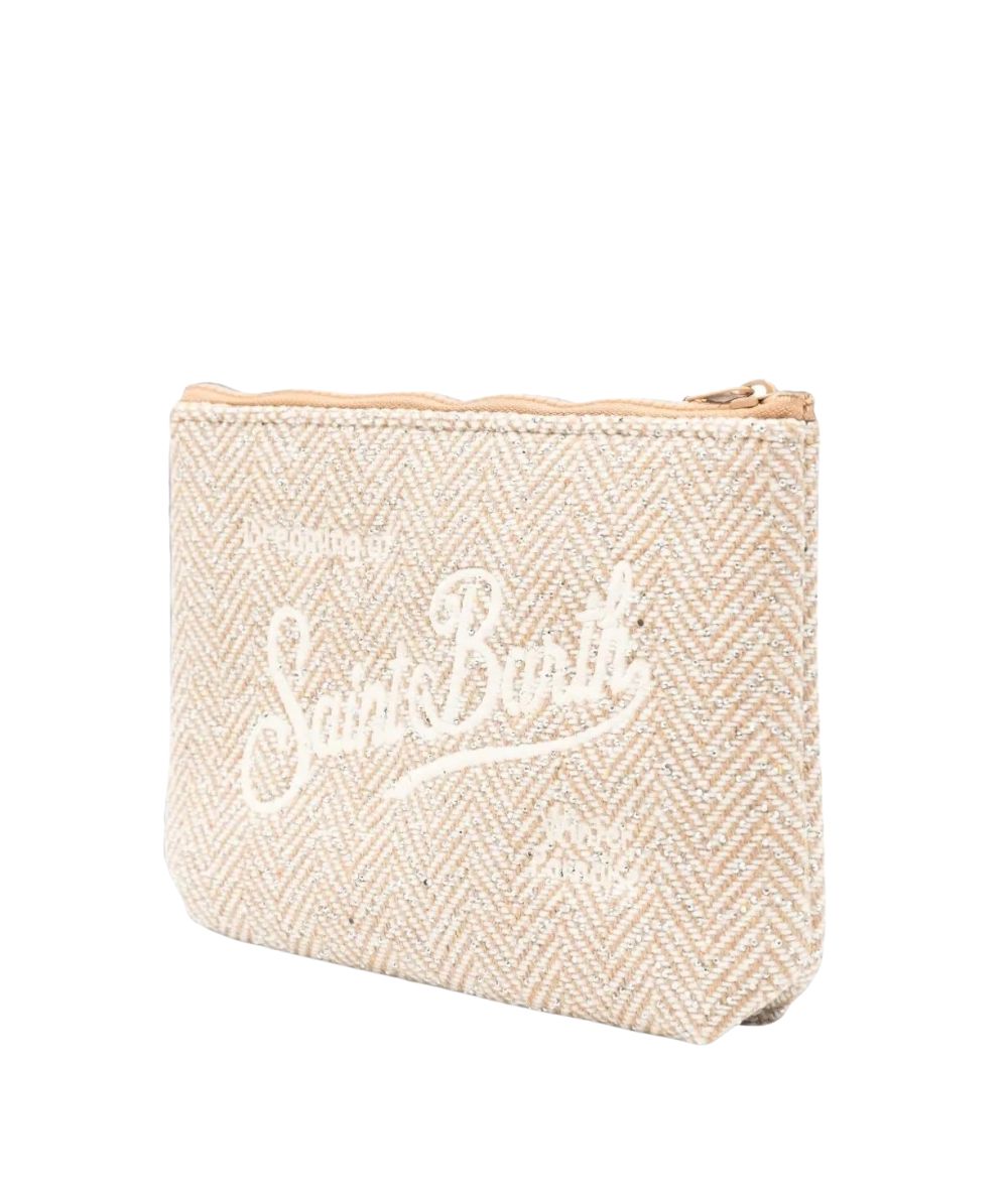 MC2 Saint Barth Pochette in Tessuto Aline Wool Herringbone ALI0022 Marrone