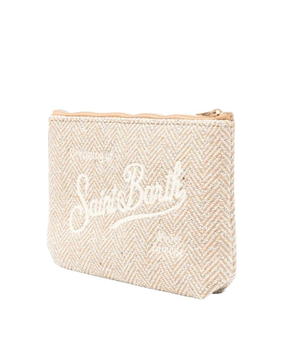 MC2 Saint Barth Pochette in Tessuto Aline Wool Herringbone ALI0022 Marrone