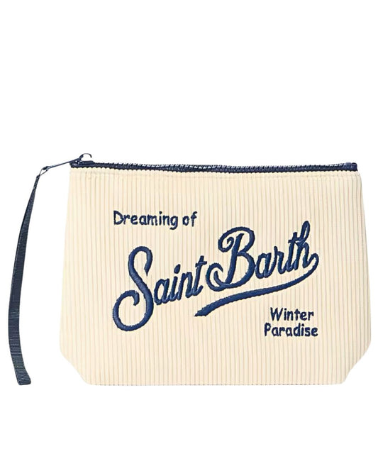 MC2 Saint Barth Pochette in Velluto ALINE CORDUROY ALI0024 Bianco Panna