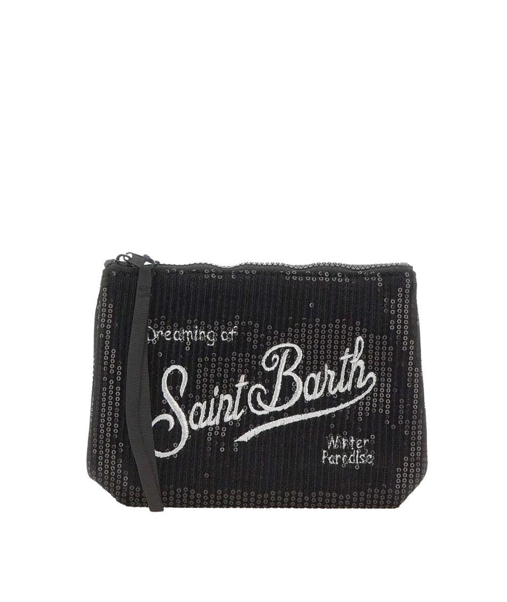 MC2 Saint Barth Pochette  in Velluto Aline Velvet Paillettes ALI0030 Nero