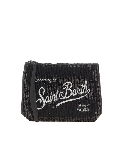 MC2 Saint Barth Pochette  in Velluto Aline Velvet Paillettes ALI0030 Nero