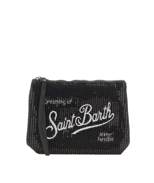 MC2 Saint Barth Pochette  in Velluto Aline Velvet Paillettes ALI0030 Nero