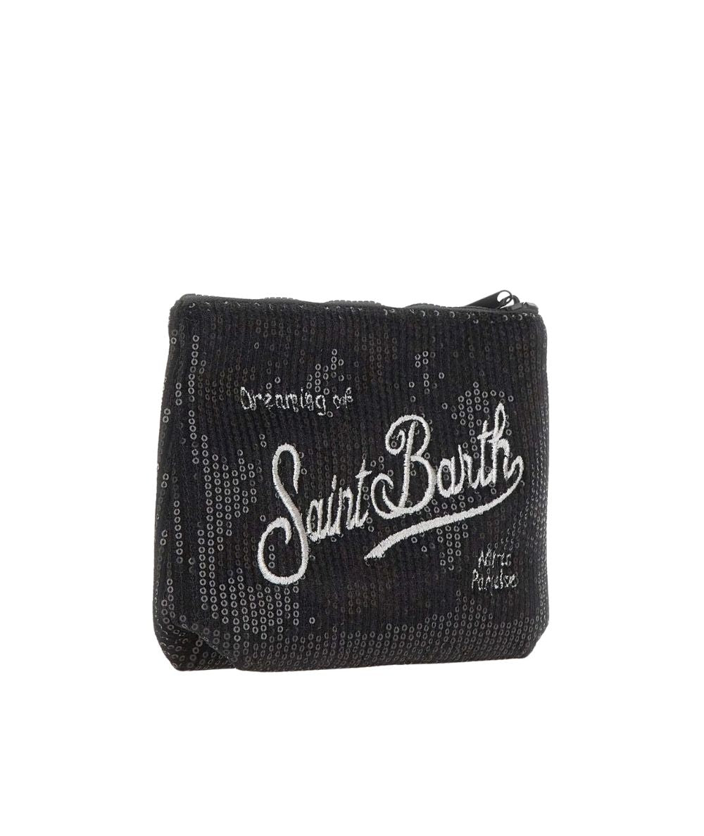 MC2 Saint Barth Pochette  in Velluto Aline Velvet Paillettes ALI0030 Nero