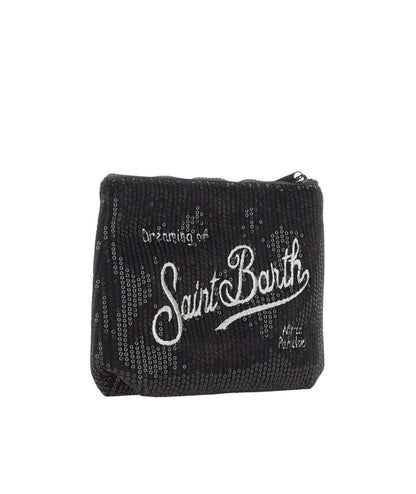MC2 Saint Barth Pochette  in Velluto Aline Velvet Paillettes ALI0030 Nero