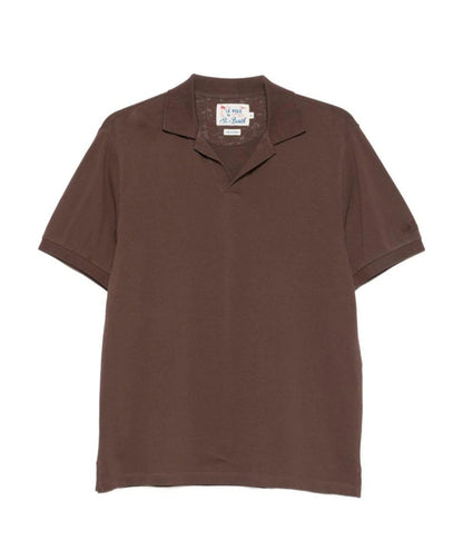 MC2 Saint Barth Polo in Cotone con Scollo Skipper Charles CHS0001 Marrone