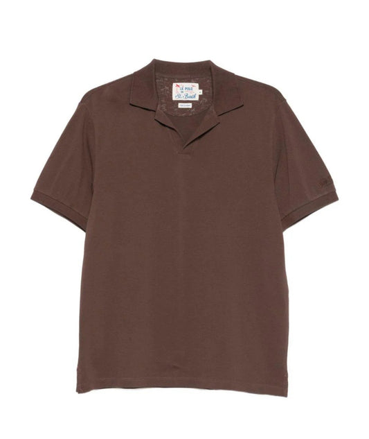 MC2 Saint Barth Polo in Cotone con Scollo Skipper Charles CHS0001 Marrone