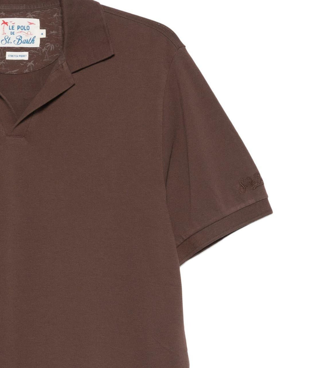MC2 Saint Barth Polo in Cotone con Scollo Skipper Charles CHS0001 Marrone