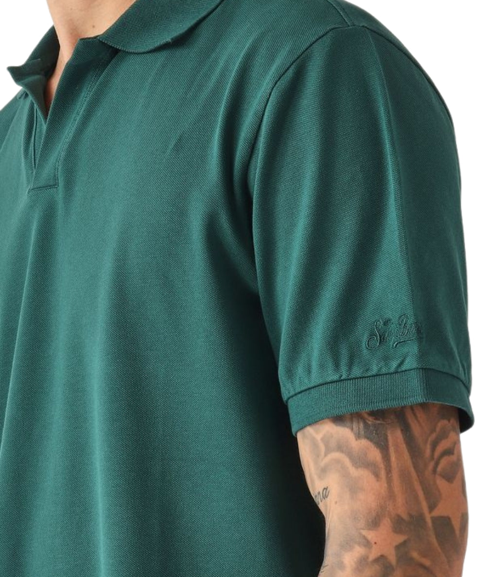 MC2 Saint Barth Polo in Cotone con Scollo Skipper Charles CHS0001 Verde