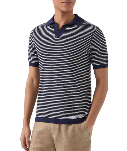 MC2 Saint Barth Polo in Maglia a Righe Sloan SLO0010 Blu