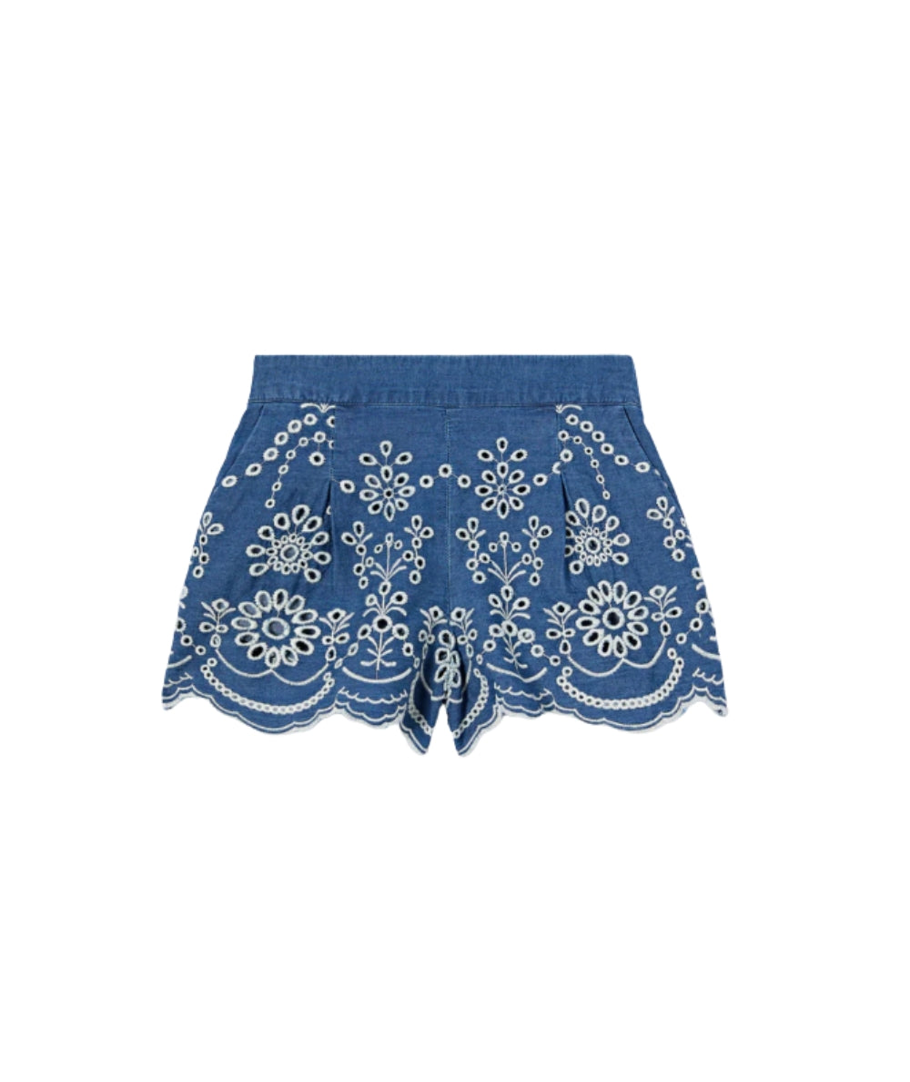 MC2 Saint Barth Shorts con Ricamo Sangallo Amani Jr AMN0002 Blu