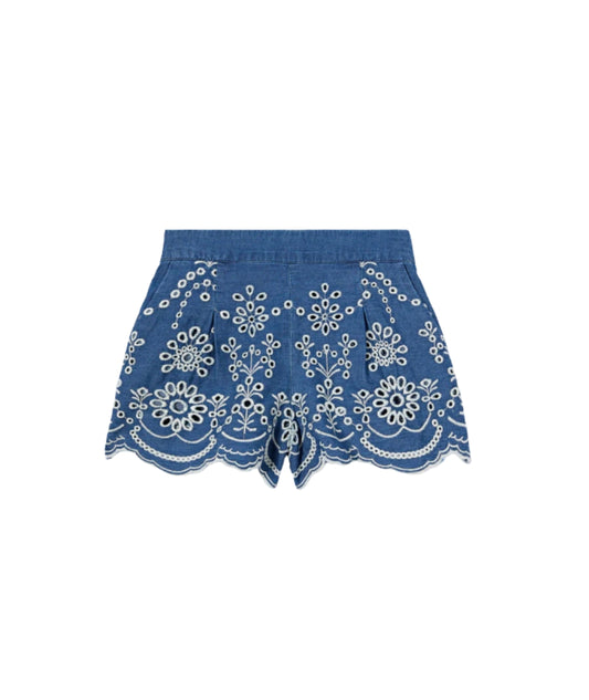 MC2 Saint Barth Shorts con Ricamo Sangallo Amani Jr AMN0002 Blu