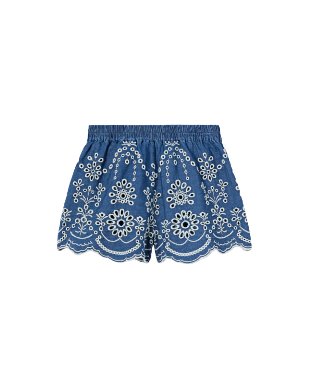 MC2 Saint Barth Shorts con Ricamo Sangallo Amani Jr AMN0002 Blu