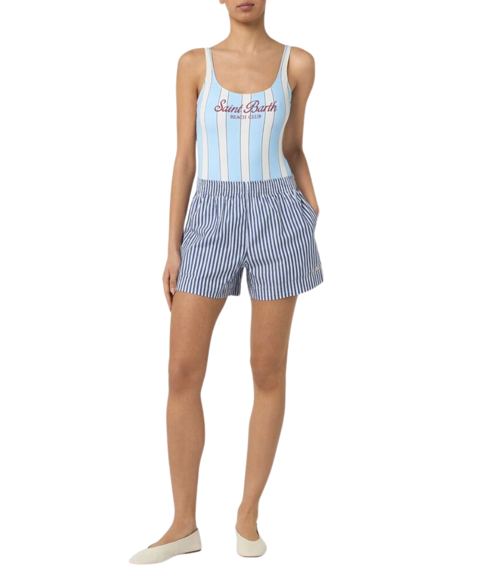MC2 Saint Barth Shorts in Cotone a Righe Meave MEA002 Blu