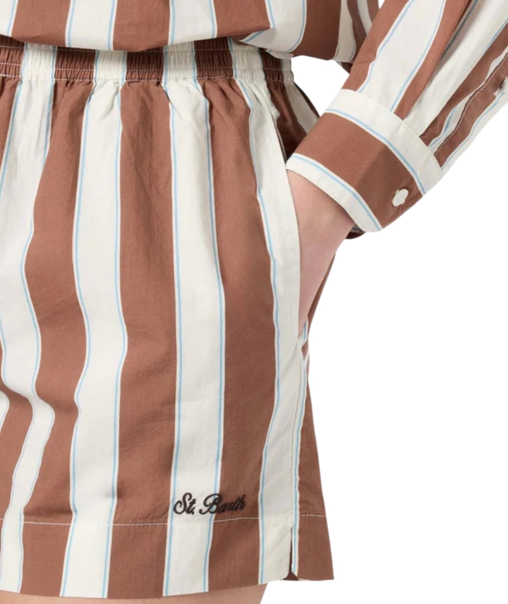 MC2 Saint Barth Shorts in Cotone a Righe Meave MEA002 Marrone