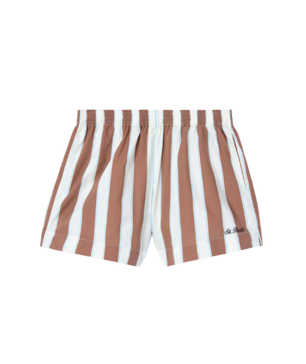 MC2 Saint Barth Shorts in Cotone a Righe Meave MEA002 Marrone