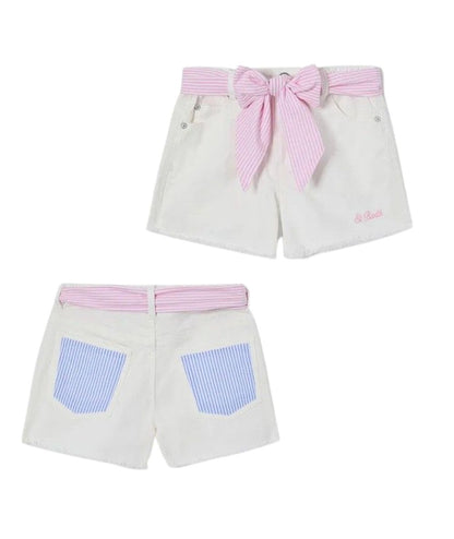 MC2 Saint Barth Shorts in Denim Seersucker con Cintura Kiko Bianco