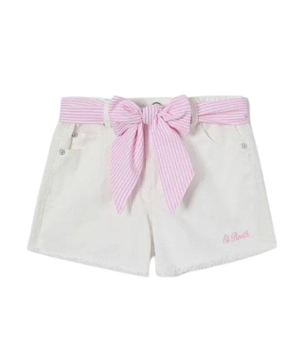 MC2 Saint Barth Shorts in Denim Seersucker con Cintura Kiko Bianco