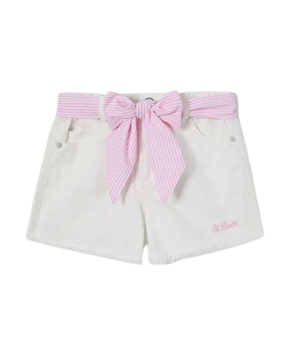 MC2 Saint Barth Shorts in Denim Seersucker con Cintura Kiko Bianco
