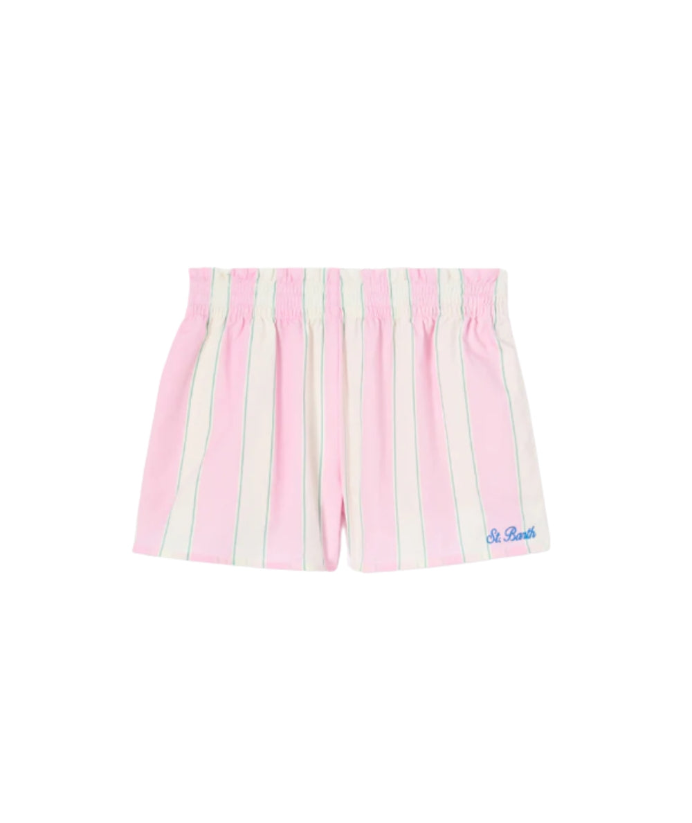 MC2 Saint Barth Shorts in Popeline a Righe Meave Jr MEA001 Rosa
