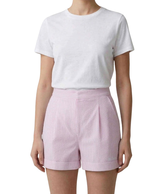 MC2 Saint Barth Shorts in Popeline di Cotone a Righe Amani AMN0001 Rosa