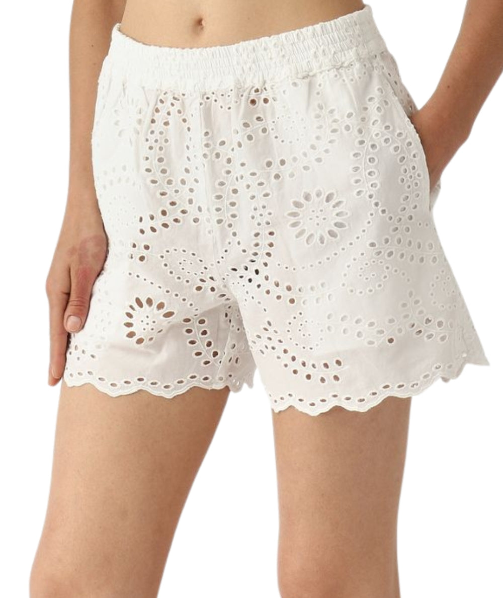 MC2 Saint Barth Shorts in Sangallo con Ricami Meave MEA002 Bianco