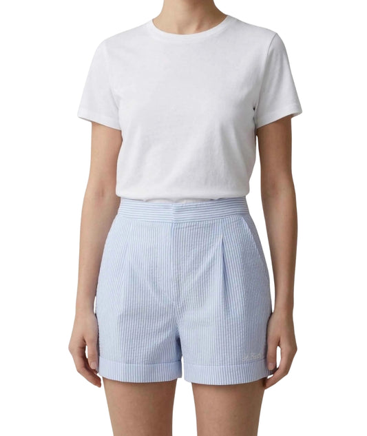 MC2 Saint Barth Shorts in Seersucker a Righe Amani AMN0001 Azzurro