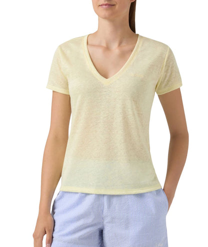 MC2 Saint Barth T-shirt Scollo a V in Lino Eloise ELOI001 Giallo