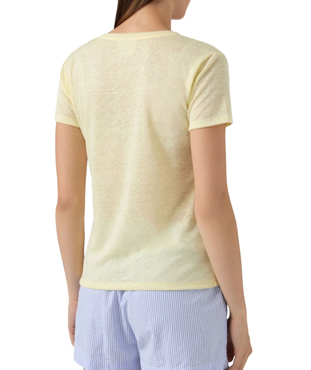 MC2 Saint Barth T-shirt Scollo a V in Lino Eloise ELOI001 Giallo