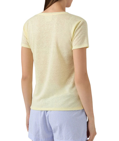 MC2 Saint Barth T-shirt Scollo a V in Lino Eloise ELOI001 Giallo