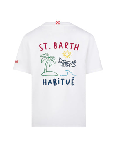 MC2 Saint Barth T-shirt con Girocollo e Ricami Portland PRL0001 Bianco